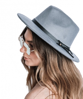 Plain Felt Fedora Hat HA320041 CHARCOAL
